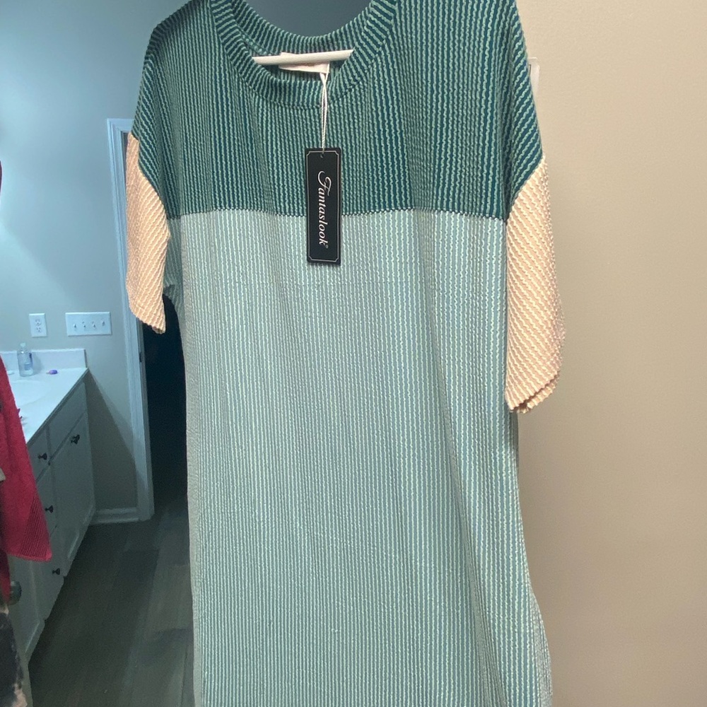 Stylish Green and Cream Dress